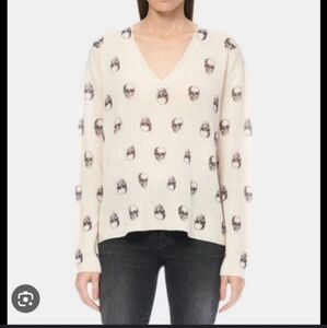 360 Cashmere Off White Jolie Sweater with Skulls xs